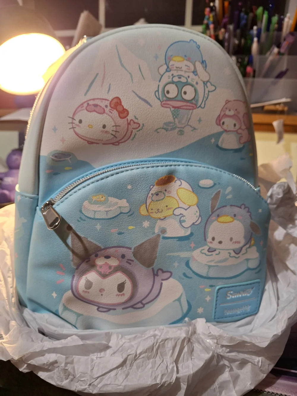 Sanrio Light Blue Cute Character Mini Backpack with Pastel Accents